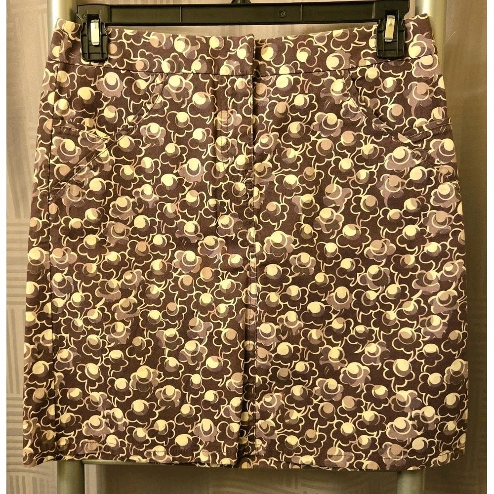 LOFT Ann Taylor Women's A Line Skirt Purple White Floral Size 4 Cotton